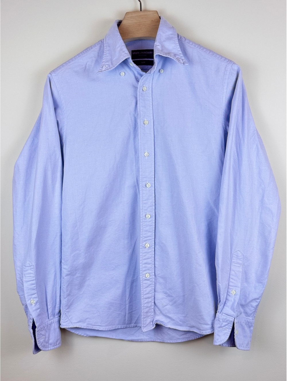 Spier & Mackay Handmade Slim Fit Light Blue Oxford Dress Shirt Men 15/35